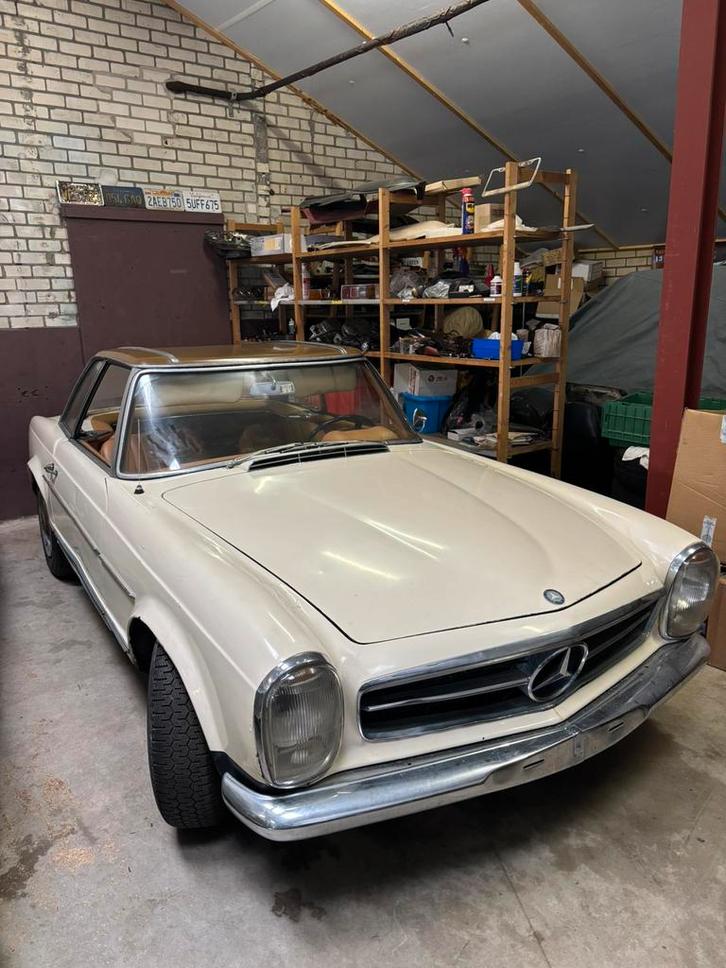 Mercedes 230 SL Pagode 1966 project W113, Auto's, Oldtimers, Particulier, Cabriolet, Wit, Bruin, Ophalen