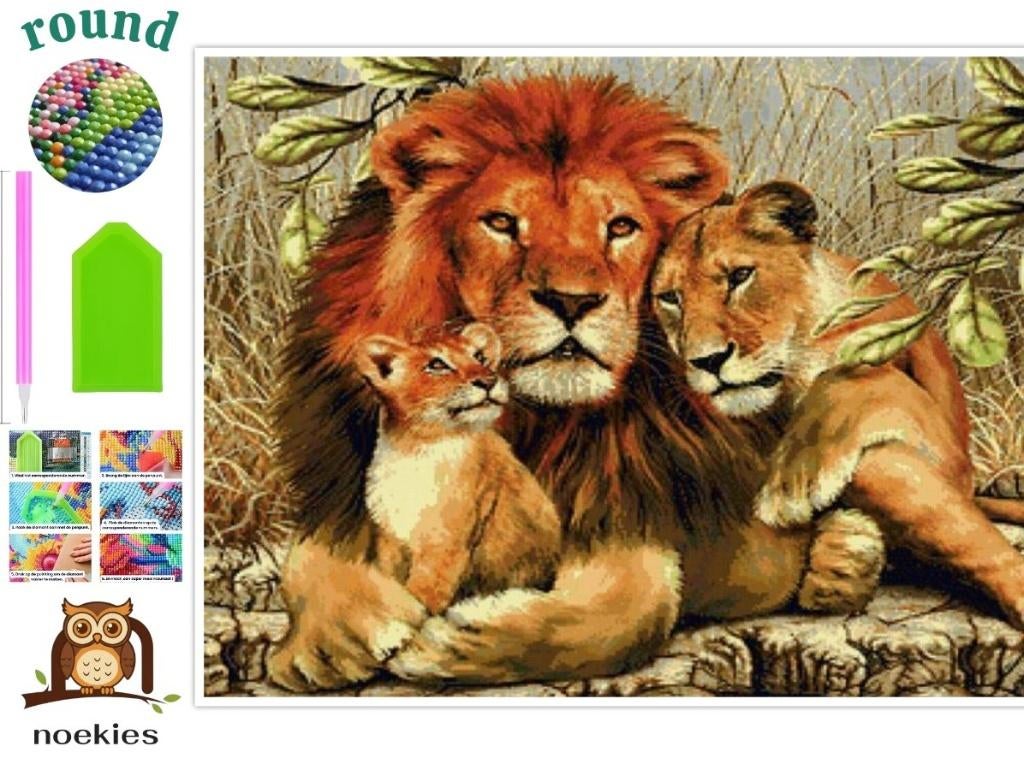 nr 2087 Set de peinture au diamant Lion avec oursons 30x20cm, Hobby & Loisirs créatifs, Bricolage, Neuf, Brun, Autocollant, Autres matériaux