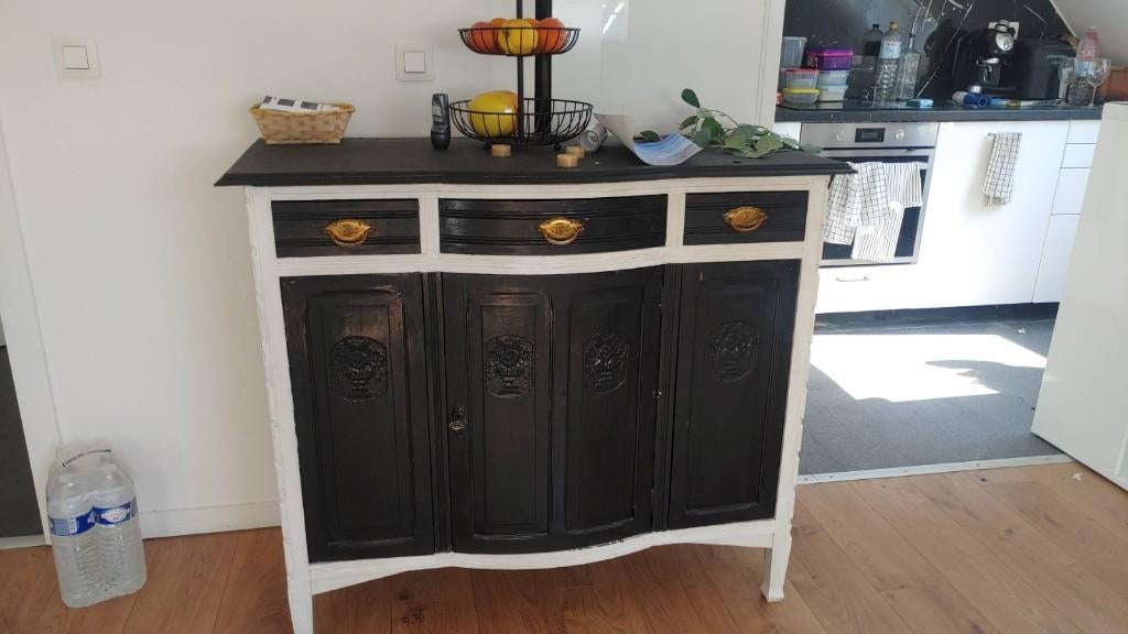 Commode noir et blanc, Maison & Meubles, Armoires | Commodes, Utilisé, 100 à 150 cm, 100 à 150 cm, 50 à 75 cm, Chêne, Pin, Autres essences de bois