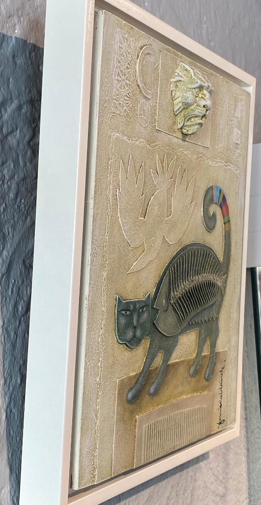 Schilderij + assemblage Frank Slabbinck, Antiek en Kunst, Kunst | Schilderijen | Modern, Ophalen