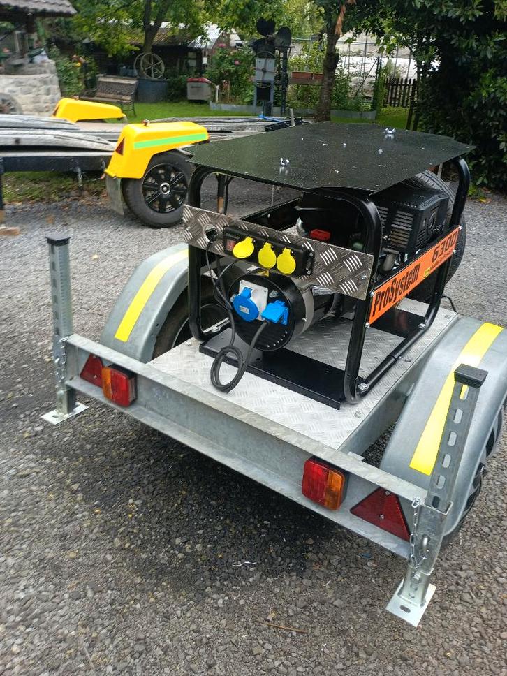 Groupe électrogène neuf sur remorque routière, Bricolage & Construction, Générateurs, Neuf, Essence, 5 à 10 kVA, Enlèvement