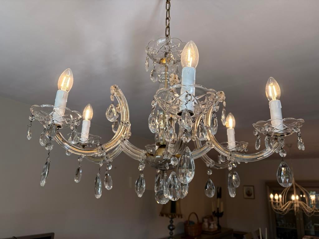 Kristalen kroonluchter, Ophalen, Gebruikt, Glas, Boheems
