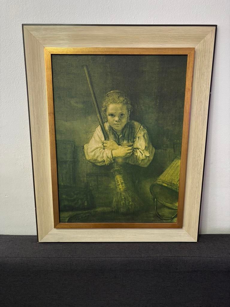 De Schoonmaakster - schilderij naar Rembrandt F 1651, Ophalen of Verzenden