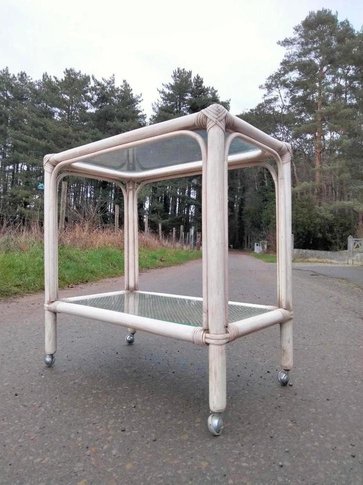 1970s vintage trolley bijzettafel bar Boho, Huis en Inrichting, Tafels | Bijzettafels, Gebruikt, Rechthoekig, 60 cm of meer, Ophalen