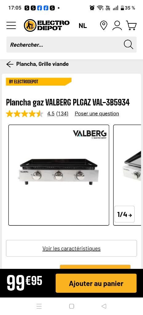 Plancha gaz, Jardin & Terrasse, Enlèvement, Neuf, Valberg