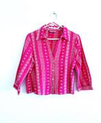 ZARA roze geborduurde katoenen blouse  V-hals  (S), Verzenden, Zara, Zo goed als nieuw, Roze