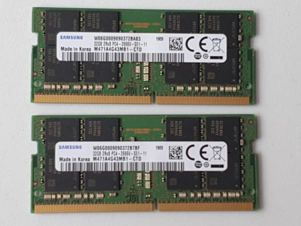 64Gb DDR4 32Gb x 2 sodimm, Enlèvement ou Envoi, DDR4, Utilisé, 64 GB