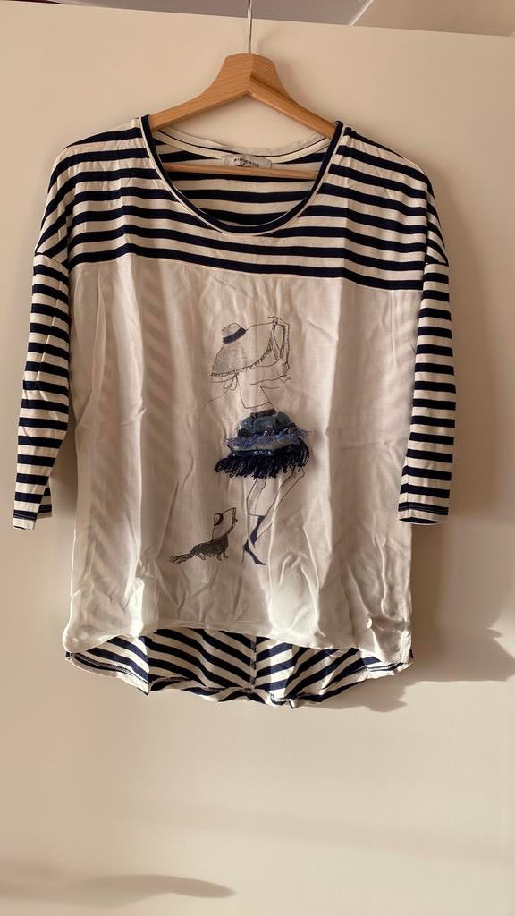 Tshirt met driekwart mouwen, Kleding | Dames, T-shirts, Ophalen, Zo goed als nieuw, Maat 36 (S), Korte mouw