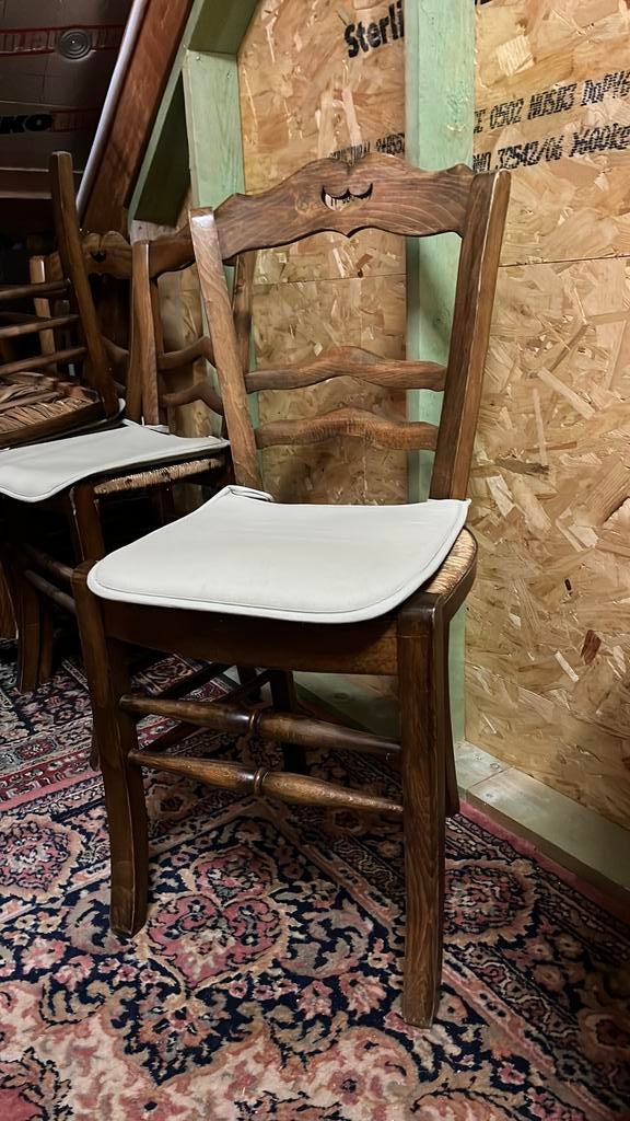 Retro stoeltjes met rieten zitting 6 stuks, Antiek en Kunst, Ophalen