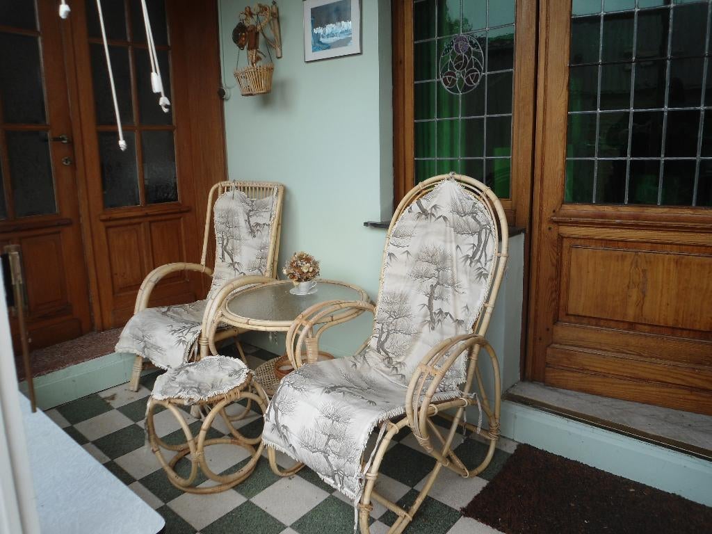 Rotan veranda meubelen : 50 jaar oud, zeer goede staat, Ophalen, Zo goed als nieuw, Riet of Rotan, Tuin veranda