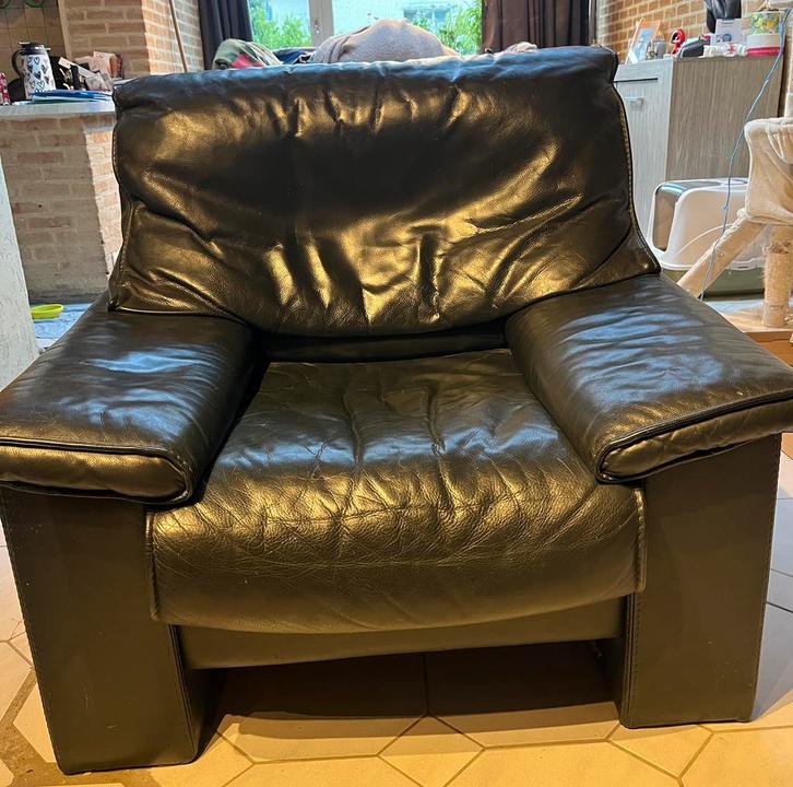 1-Zit - Lederen zetel, Maison & Meubles, Canapés | Salons, Utilisé, Banc droit, Une personne, Moins de 150 cm, 75 à 100 cm, Cuir