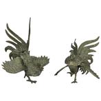 Set vintage hanen beelden – brons/messing – ca. 1950–1975, Antiek en Kunst, Ophalen of Verzenden