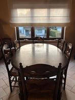 Massief eikenhouten tafel + 6 stoelen met rieten stoelen, Ophalen