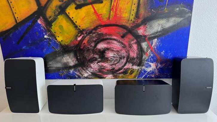 4 X Sonos Play 5 Gen 2, TV, Hi-fi & Vidéo, Enceintes, Comme neuf, Haut-parleurs Frontaux, Arrière ou Stéréo, Sorento, Enlèvement ou Envoi