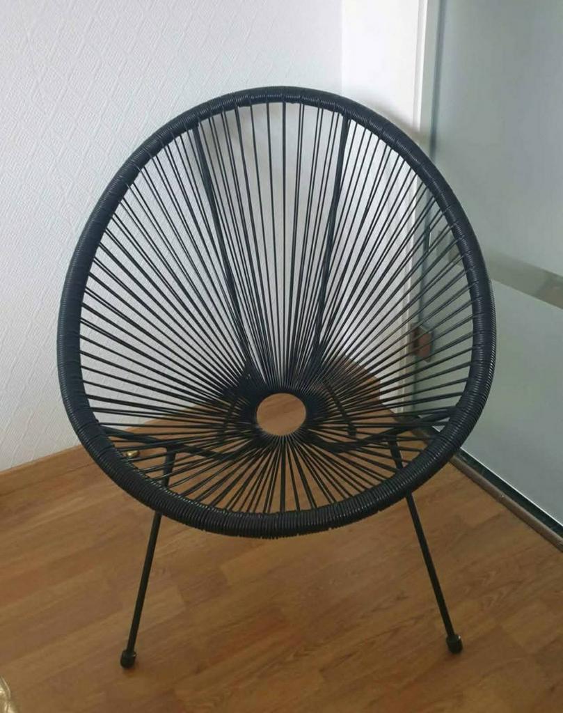 Tuinstoel , zwarte kabelstoel, Tuin en Terras, Tuinstoelen, Ophalen