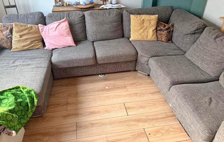 Grote grijze hoekzetel – comfortabel en modern, Huis en Inrichting, Zetels | Voetbanken en poefs, Gebruikt, Ophalen