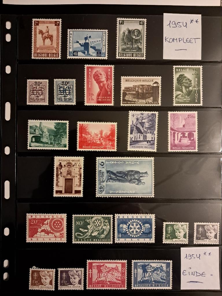 België 1954 ** volledig jaar, Timbres & Monnaies, Sans timbre, Enlèvement ou Envoi, Non oblitéré, Timbre-poste