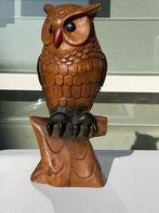 Houten sculptuur uil van hoge kwaliteit, Ophalen of Verzenden, 20 - 50 cm, Beeld, Hout