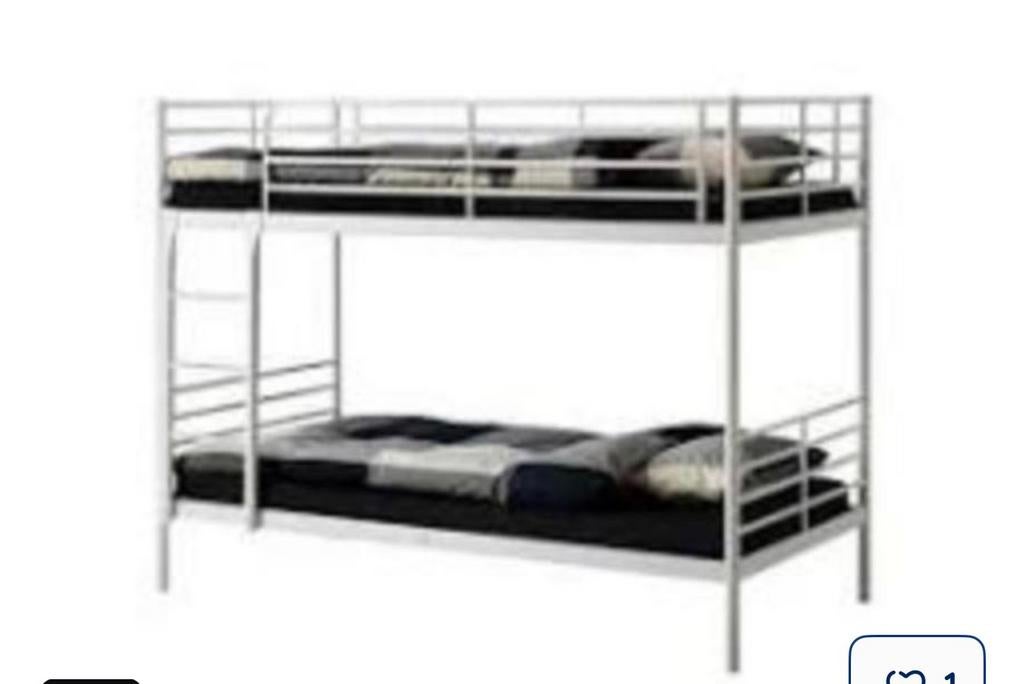 Stapelbed Ikea metaal beige, Huis en Inrichting, Ophalen of Verzenden, Gebruikt, Stapelbed