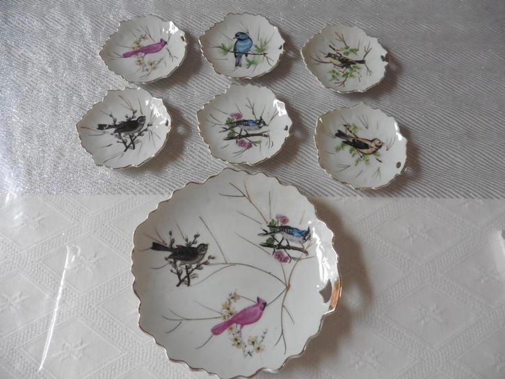 Antieke porseleinen pralineset, vogeldecor, Antiek en Kunst, Antiek | Porselein, Ophalen