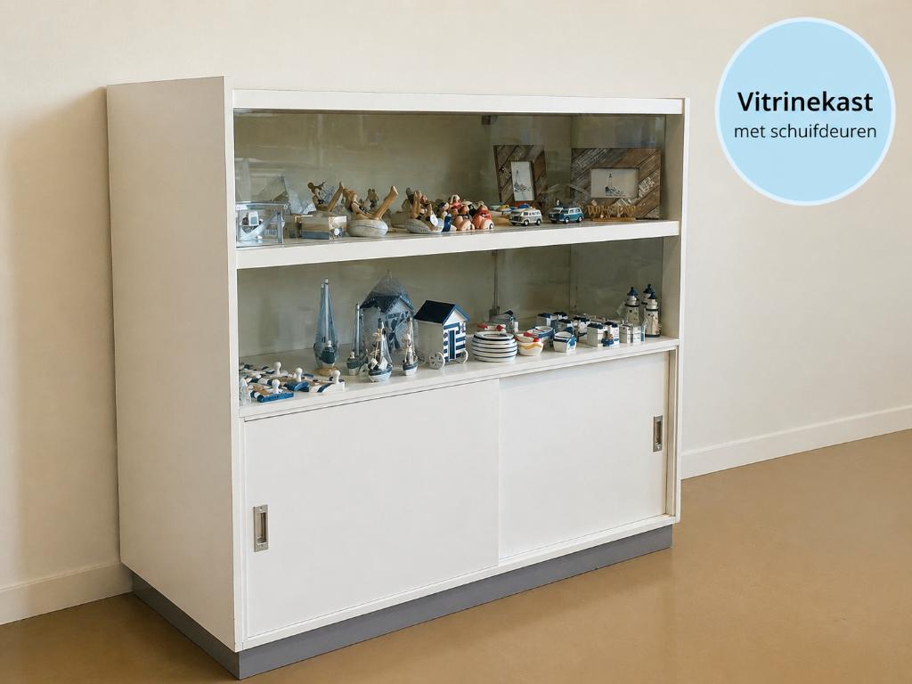 PRESENTATIE / DISPLAY KAST met schuifdeuren, Huis en Inrichting, Ophalen, 100 tot 150 cm, 100 tot 150 cm, 50 tot 75 cm