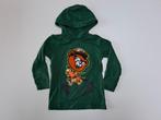 Mt 98 Groene dunne hoodie met oranje beer op skateboard, Kinderen en Baby's, Kinderkleding | Maat 98, Trui of Vest, Ophalen of Verzenden