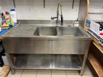 Double évier inox HORECA + douchette beschikbaar voor biedingen