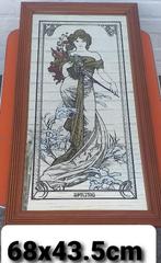 vintage seventies Mucha spiegel - de lente, Antiek en Kunst, Ophalen