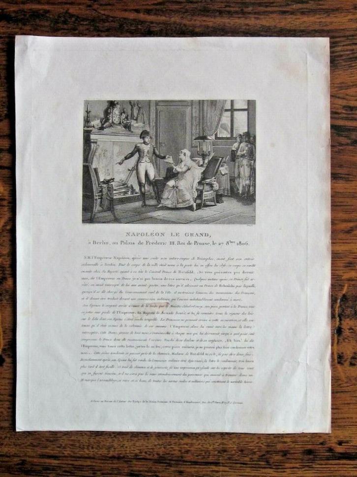 NAPOLEON à Berlin Frédéric III Prusse 1806 Gravure Militaria, Antiek en Kunst, Kunst | Etsen en Gravures, Ophalen of Verzenden
