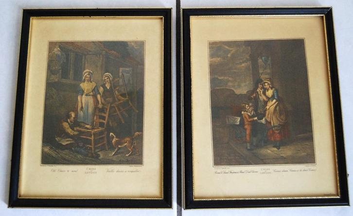 2 prints Cries of London - Francis Wheatley (1747-1801), Antiek en Kunst, Kunst | Etsen en Gravures, Ophalen of Verzenden