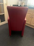 Vier rode lederen verrijdbare stoelen, Huis en Inrichting, Stoelen, Ophalen, Gebruikt, Leer, Vier