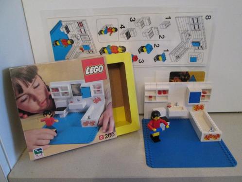 Vintage Lego nr 265 van 1974; badkamer met doos en bouwblad, Enfants & Bébés, Jouets | Duplo & Lego, Comme neuf, Lego, Ensemble complet