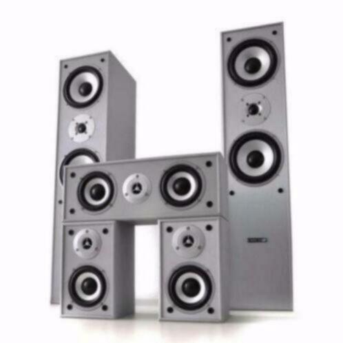 Complete 5,1 Surround Speaker Set Grijs, Audio, Tv en Foto, Luidsprekerboxen, Nieuw, Surroundset zonder subwoofer, 120 watt of meer