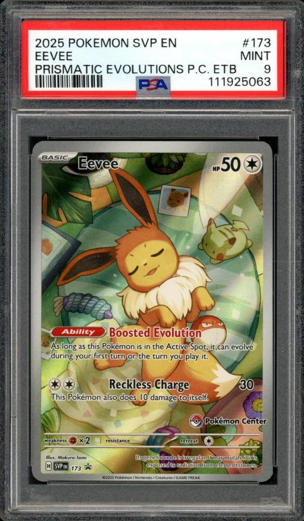 Eevee [Pokemon Center ETB Promo] PSA 9 - SVP173 - Promo 2025, Hobby en Vrije tijd, Verzamelkaartspellen | Pokémon, Zo goed als nieuw