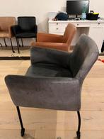4 leren stoelen op wieltjes, Huis en Inrichting, Fauteuils, Ophalen, Gebruikt