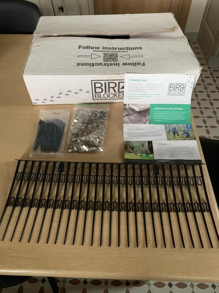 Birdblocker 30m van 20cm. Volledige set, werkt echt!, Doe-het-zelf en Bouw, Zonnepanelen en Toebehoren, Nieuw, Overige typen, Ophalen