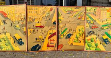 4 x anciennes plaques publicitaires Esso, Enlèvement ou Envoi, Utilisé, Panneau publicitaire