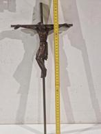 Slank en strak modern koperen kruis, met Corpus Christi , 51, Ophalen of Verzenden, Brons