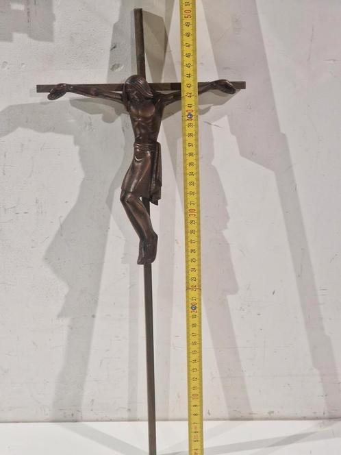 Slank en strak modern koperen kruis, met Corpus Christi , 51, Antiek en Kunst, Antiek | Brons en Koper, Brons, Ophalen of Verzenden