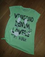 T-shirt vert Vingino à imprimé noir (152), Comme neuf, Fille, Chemise ou À manches longues, Enlèvement ou Envoi