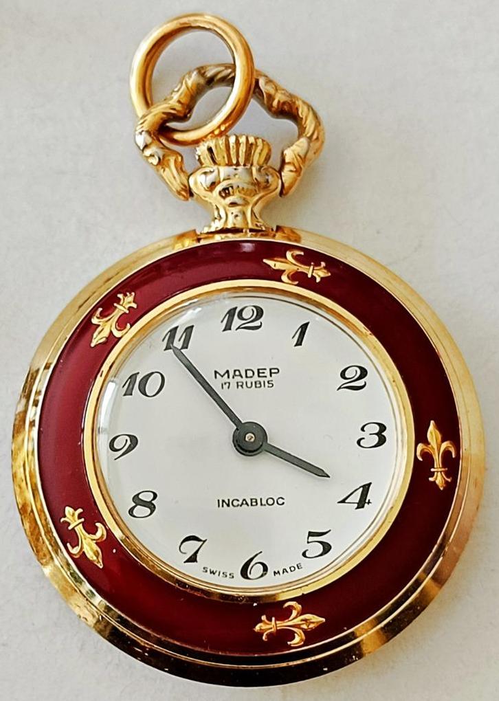 Montre de poche NEUVE mécanique MADEP, plaqué or, émaillée, Collections, Collections Autre, Neuf, Enlèvement ou Envoi