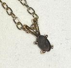 Ketting edelsteen hanger vintage ruwe zwarte toermaline, Handtassen en Accessoires, Kettingen, Ophalen, Zwart, Nieuw, Steen of Mineraal