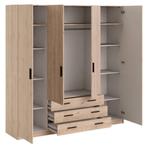meubel kleerkast 200 x 196 x 50 cm 4 deuren en 3 schuiven, Ophalen, Eik, 150 tot 200 cm, Eikenhout