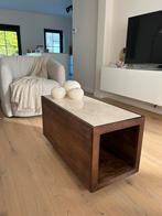 NIEUW! Prachtige houten salontafel met beige marmeren blad, Minder dan 50 cm, Nieuw, Minder dan 50 cm, Ophalen