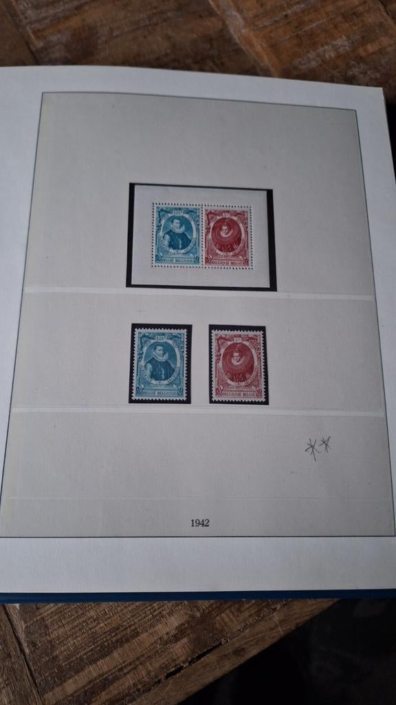 Deel 1 postzegels Belgie 1941-1945 in Lindner album, Postzegels en Munten, Postzegels | Europa | België, Gestempeld, Ophalen of Verzenden