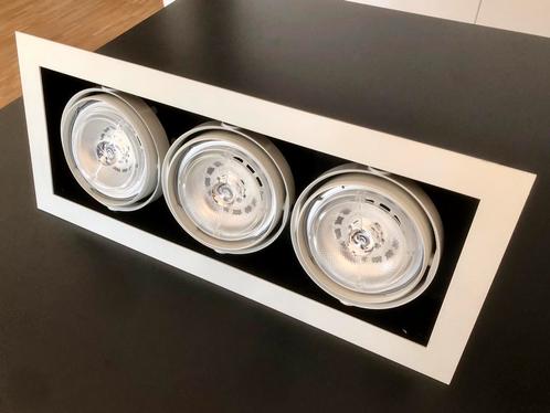 Plafonnier encastré multidirectionnel à 3 spots LED, Maison & Meubles, Lampes | Spots, Utilisé, Métal ou Aluminium, LED, Encastré(e)