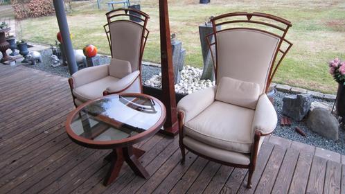 Exclusieve"Art Deco"combinatie Stoelen+Tafel. Zeldzaam!, Huis en Inrichting, Zetels | Complete zithoeken, Gebruikt, Hout, Metaal