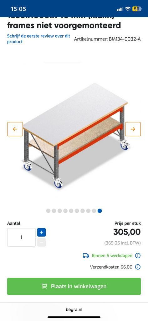 Handige werktafel op wieltjes, Bricolage & Construction, Établis, Comme neuf, 170 cm ou plus, Enlèvement