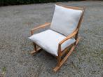 Chaise à bascule / Rocking chair en chêne et coussins en lin, Huis en Inrichting, Ophalen, Hout