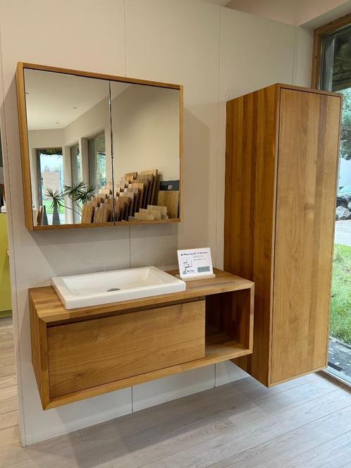 Badkamermeubel in massieve kerselaar, Huis en Inrichting, Badkamer | Badkamermeubels, Nieuw, Wasbak of Wastafel, 150 tot 200 cm